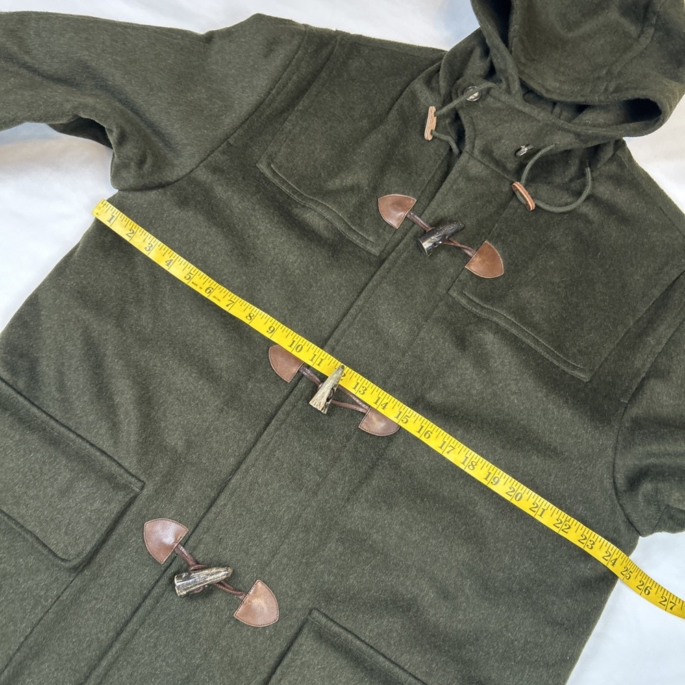 Vintage Lands End Toggle Men's Sz L Hooded Coat Wool Quilt Lined Duffle Pischl - Picture 5 of 15